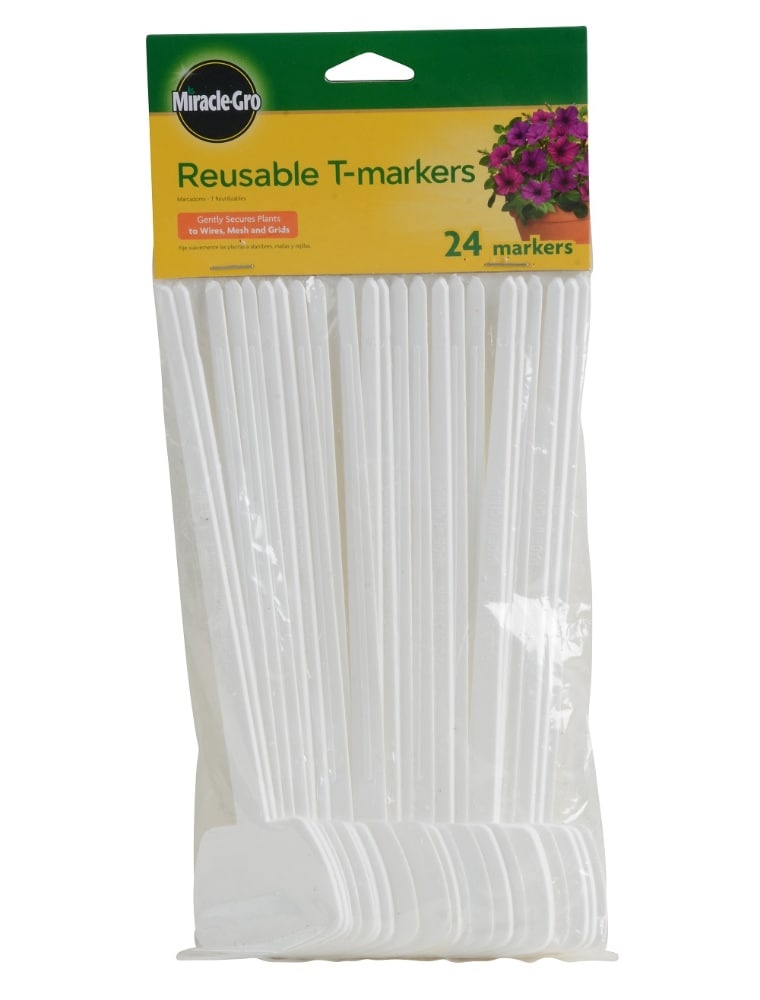 slide 1 of 1, Miracle-Gro Reusable T-Markers - 24 Pack - White, 8 in
