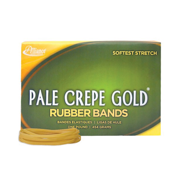 slide 2 of 9, Alliance Pale Crepe Gold Rubber Bands, Size 33, 3-1/2 x 1/8, 1 lb