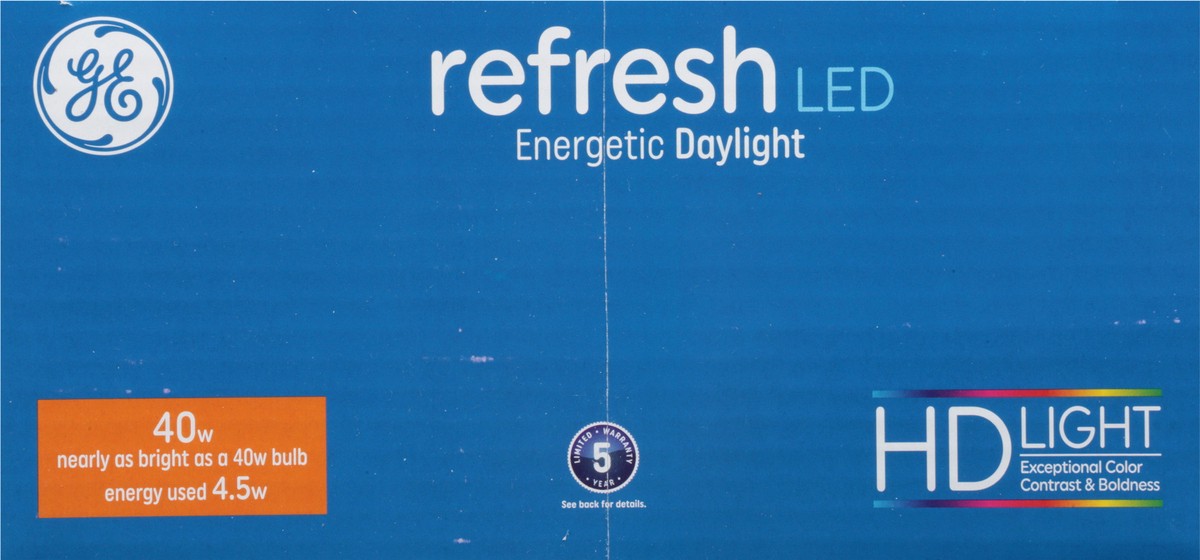slide 10 of 12, GE Refresh 2 Pack 4.5 Watts Daylight LED Light Bulb 2 ea, 2 ct