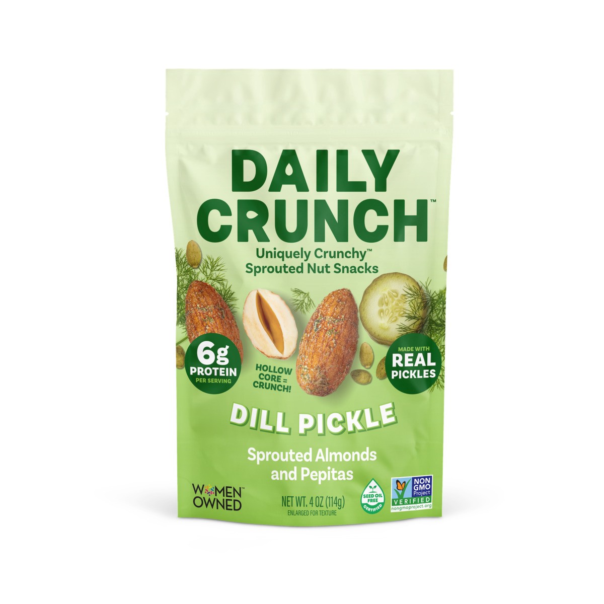 slide 1 of 6, Daily Crunch Dill Pickle Sprouted Almonds, 4 oz