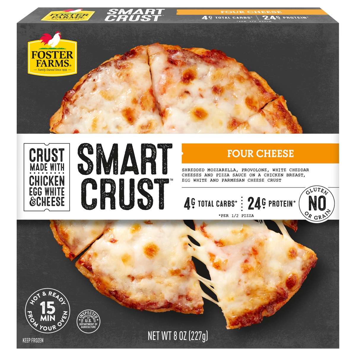 slide 1 of 10, Foster Farms Smart Crust Four Cheese Pizza, 8 oz