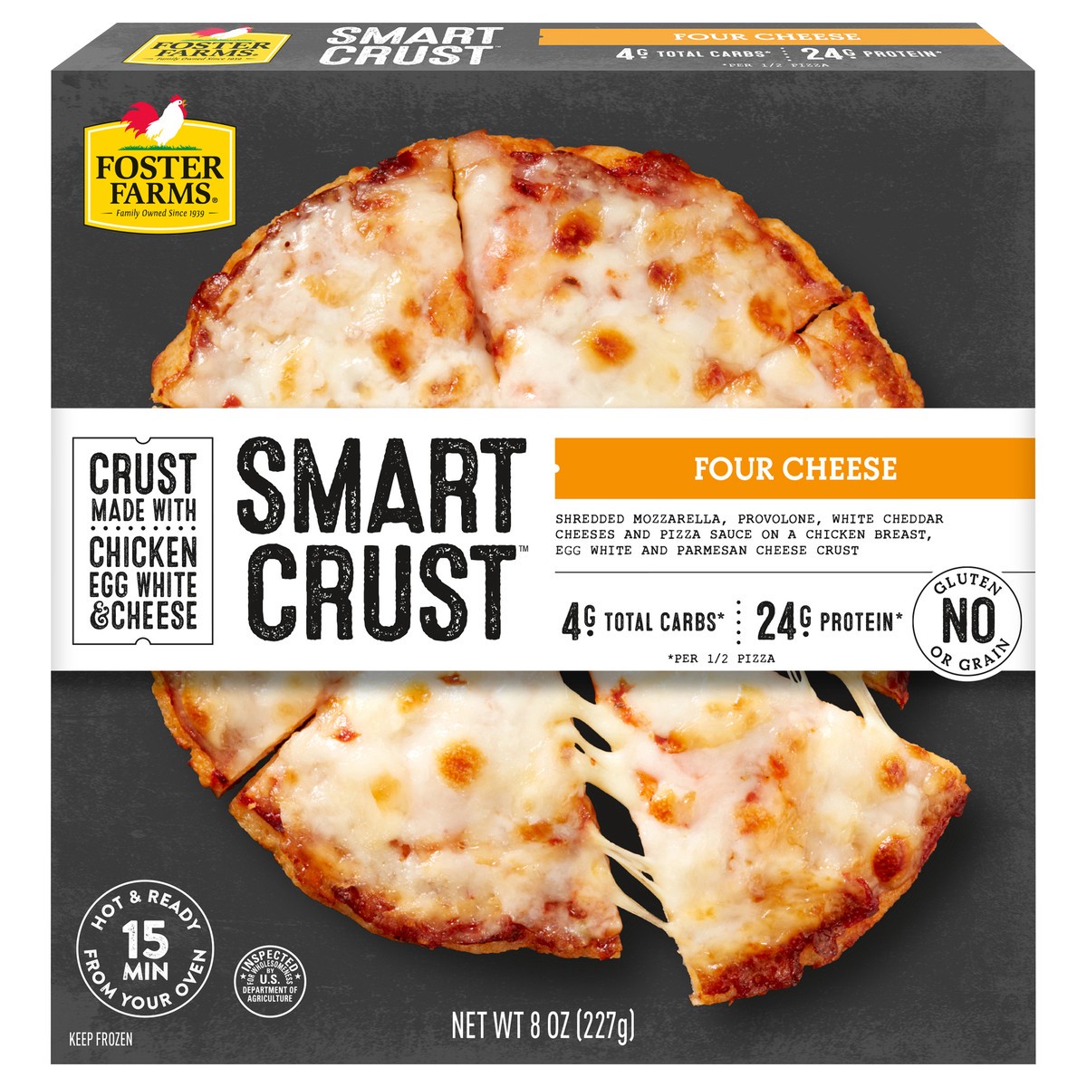 slide 1 of 13, Foster Farms Four Cheese Smart Crust™ Pizza, 8 oz