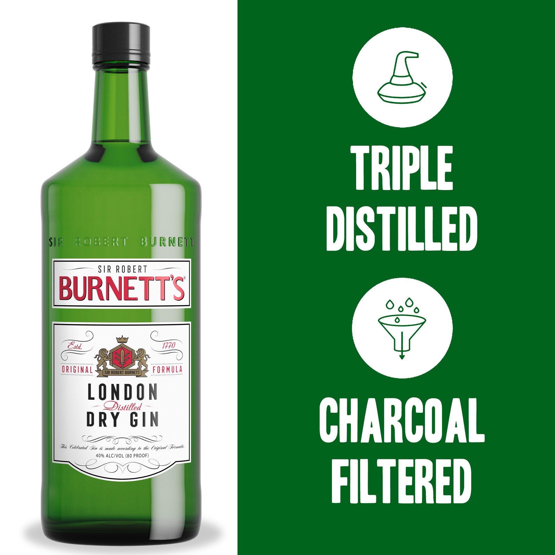 slide 3 of 3, Burnett's Gin 750 ml, 750 ml