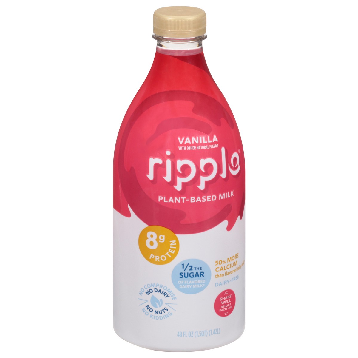 slide 2 of 9, Ripple Dairy-Free Plant-Based Vanilla Milk 48 fl oz, 48 fl oz