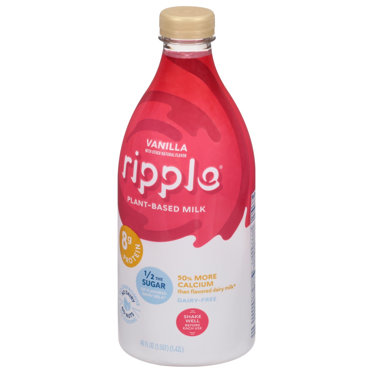 slide 3 of 9, Ripple Dairy-Free Plant-Based Vanilla Milk 48 fl oz, 48 fl oz