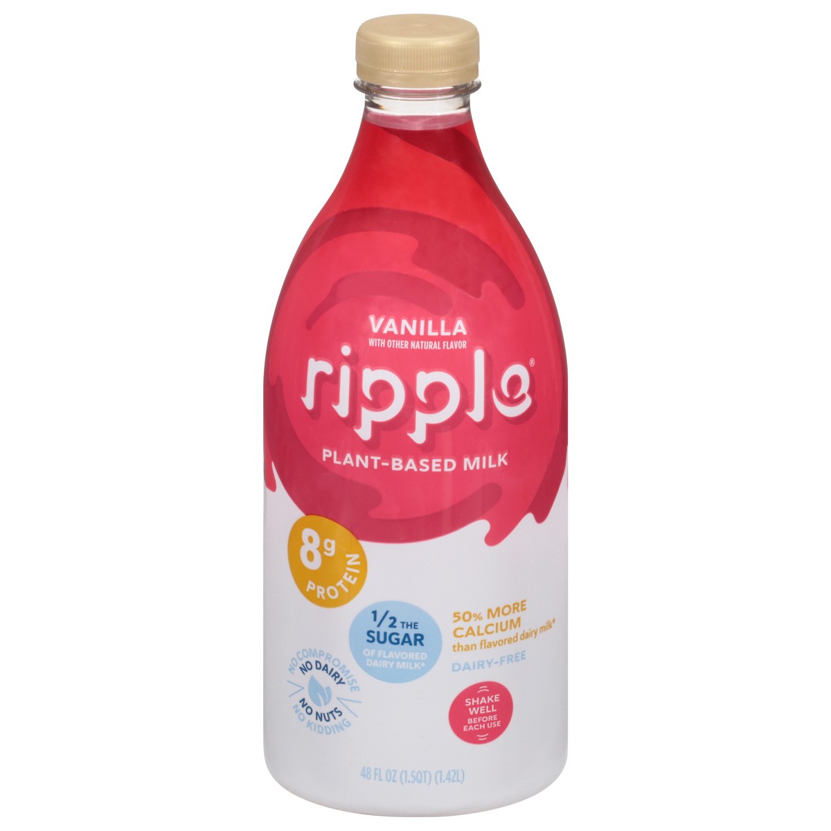 slide 1 of 9, Ripple Dairy-Free Plant-Based Vanilla Milk 48 fl oz, 48 fl oz