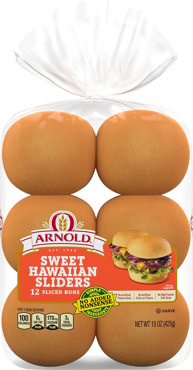 slide 8 of 10, Arnold Sweet Hawaiian Sli Buns, 15 oz