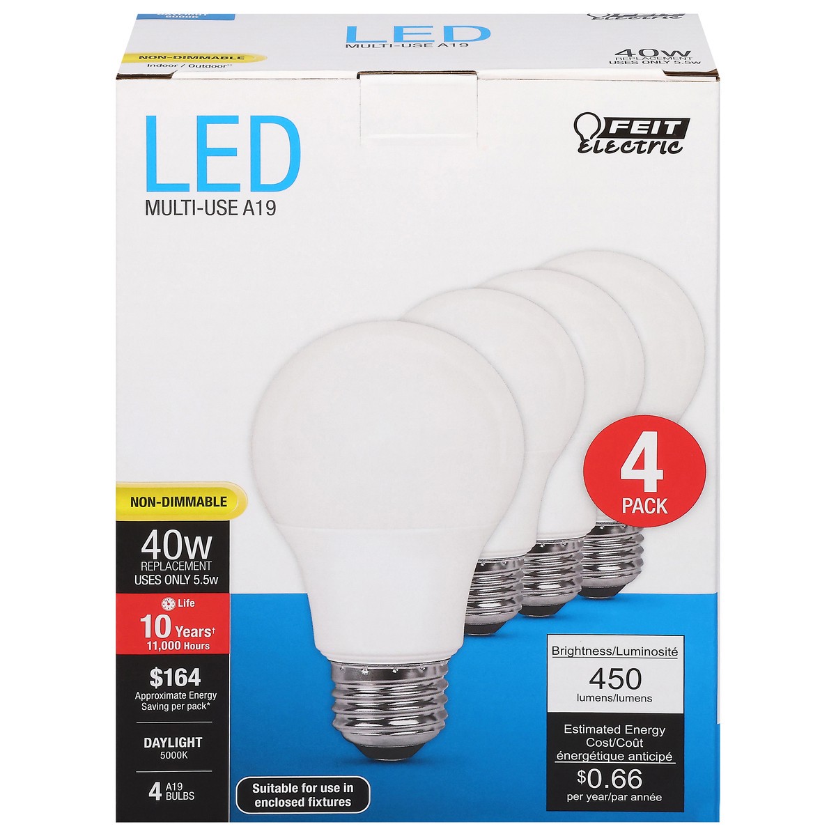 slide 13 of 16, Feit Electric 60 Watts LED Daylight Bulb 4 ea, 4 ct