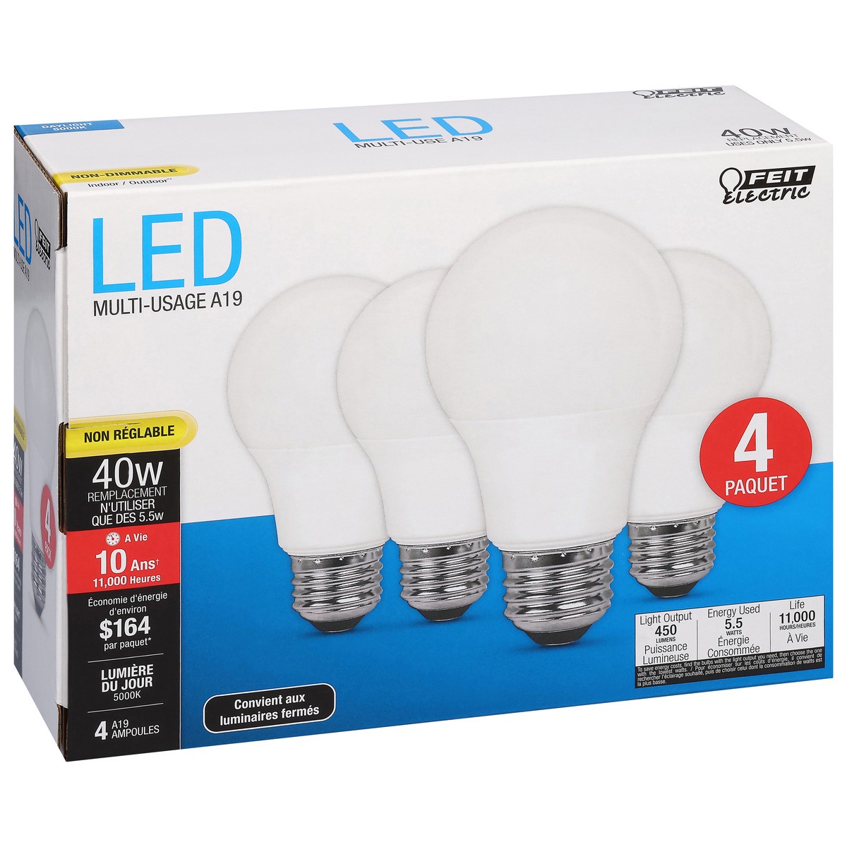 slide 14 of 16, Feit Electric 60 Watts LED Daylight Bulb 4 ea, 4 ct