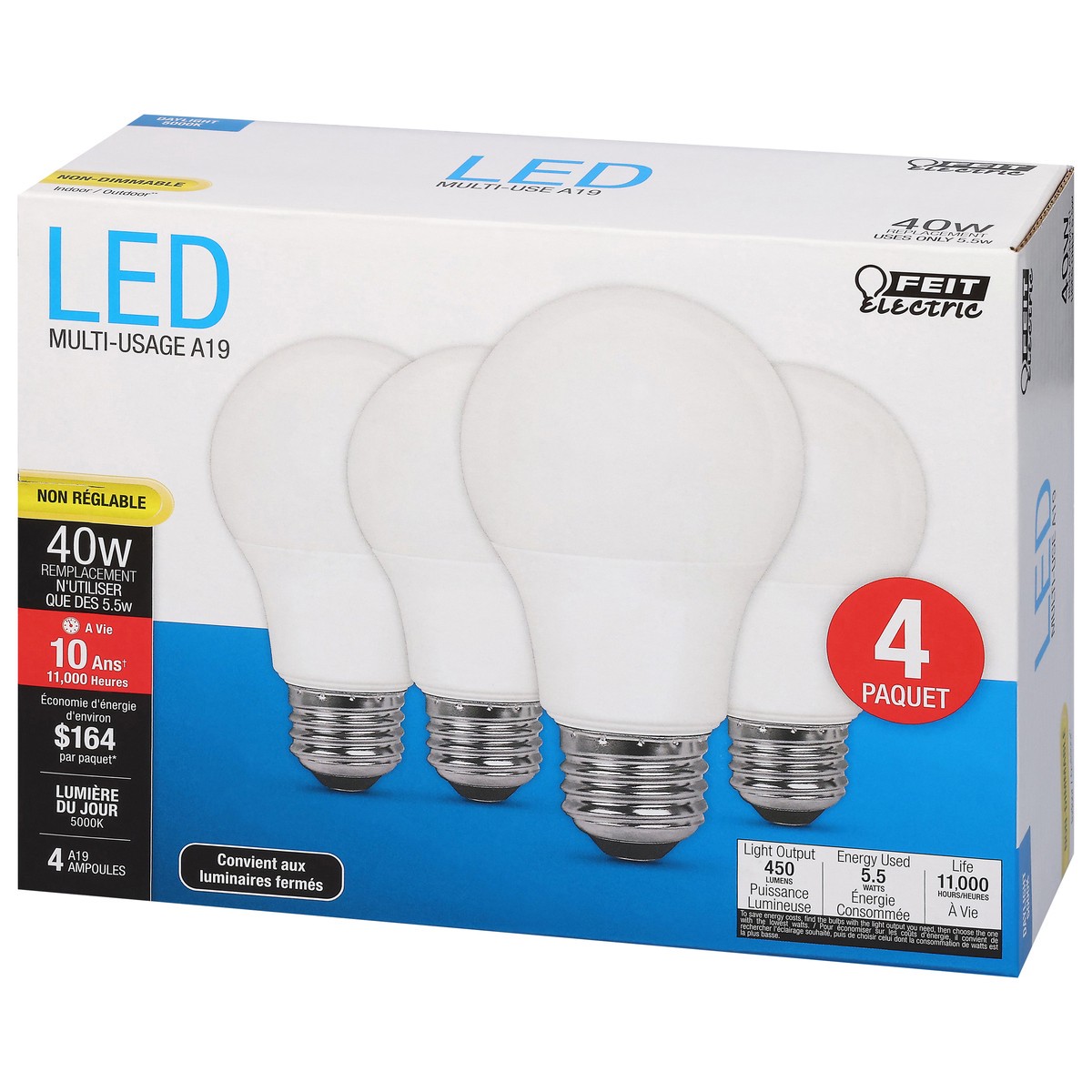 slide 4 of 16, Feit Electric 60 Watts LED Daylight Bulb 4 ea, 4 ct