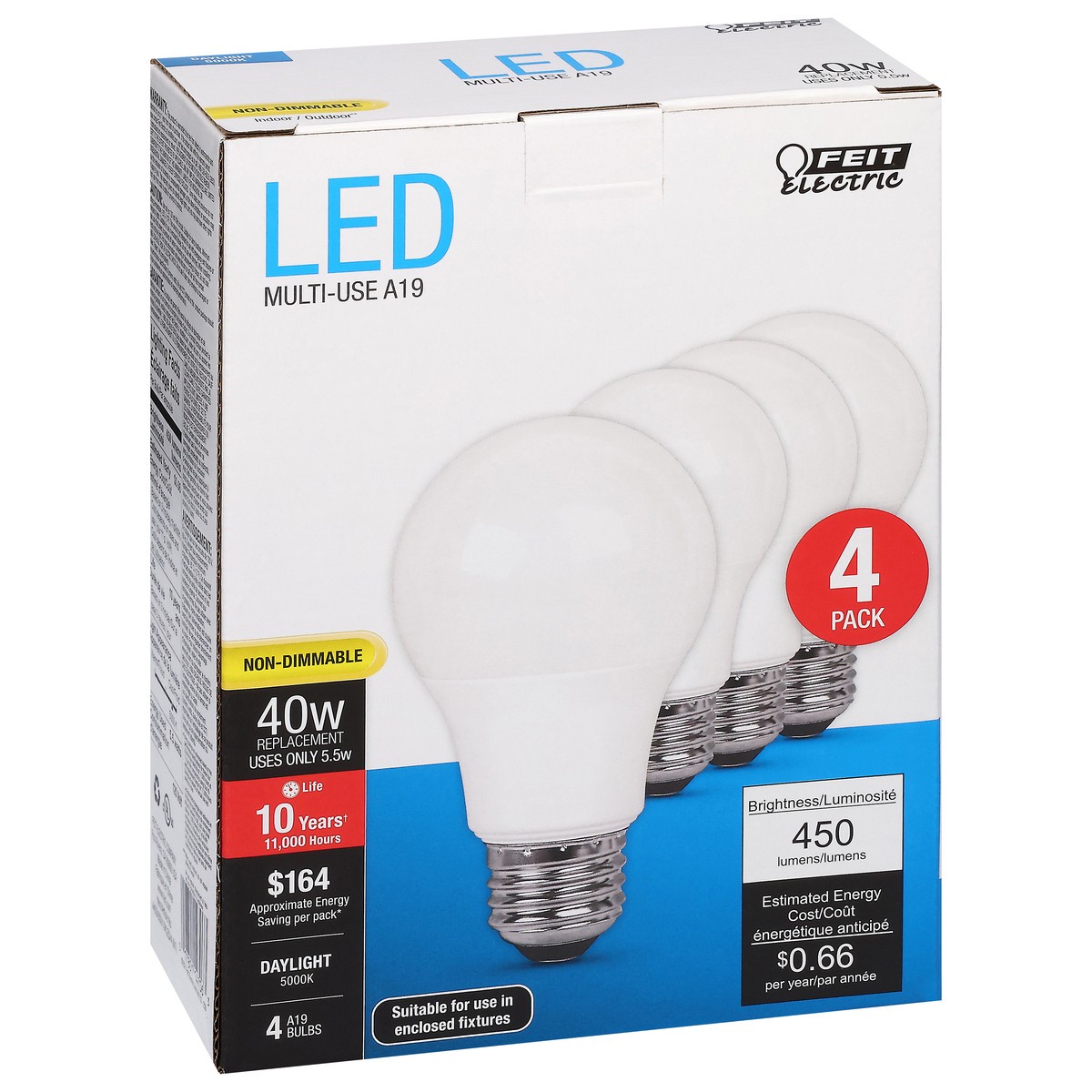 slide 15 of 16, Feit Electric 60 Watts LED Daylight Bulbs 4 ea, 4 ct