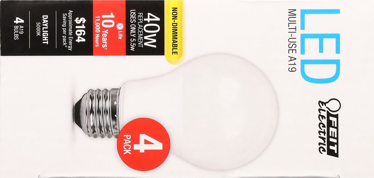 slide 10 of 16, Feit Electric 60 Watts LED Daylight Bulbs 4 ea, 4 ct