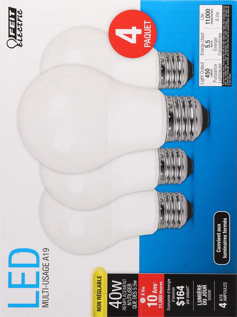 slide 9 of 16, Feit Electric 60 Watts LED Daylight Bulb 4 ea, 4 ct