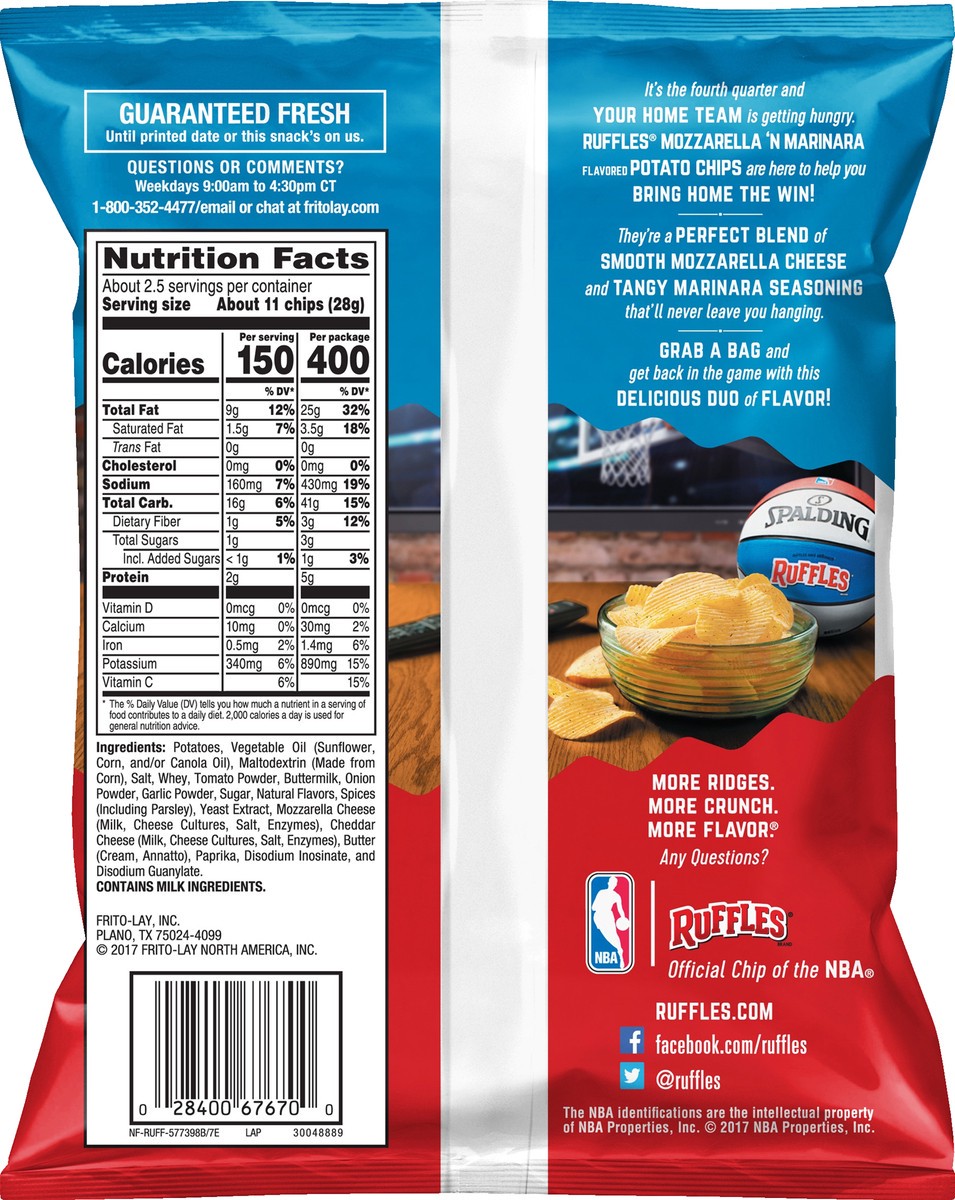 slide 6 of 6, Ruffles Mozzarella 'N Marinara Flavored Potato Chips 2.63 oz, 2.62 oz