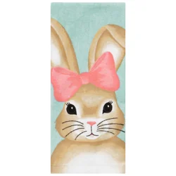 Meijer Corporate Seasonal Mcs Easter Bow Girl Bunny Fiber Reactive Kitchen Towel, 16 In X 25 In