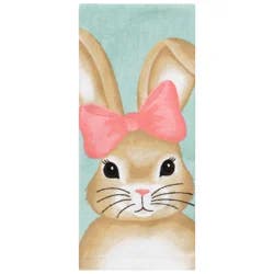 Meijer Corporate Seasonal Mcs Easter Bow Girl Bunny Fiber Reactive Kitchen Towel, 16 In X 25 In