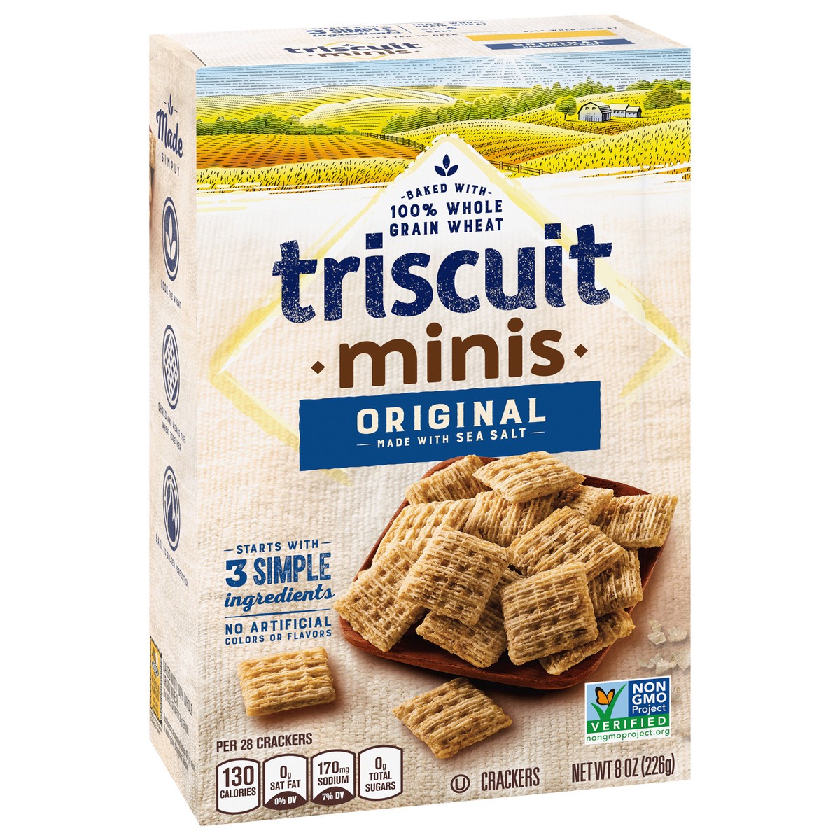 slide 2 of 9, Triscuit Minis Original Whole Grain Wheat Crackers, Vegan Crackers, 8 oz, 8 oz