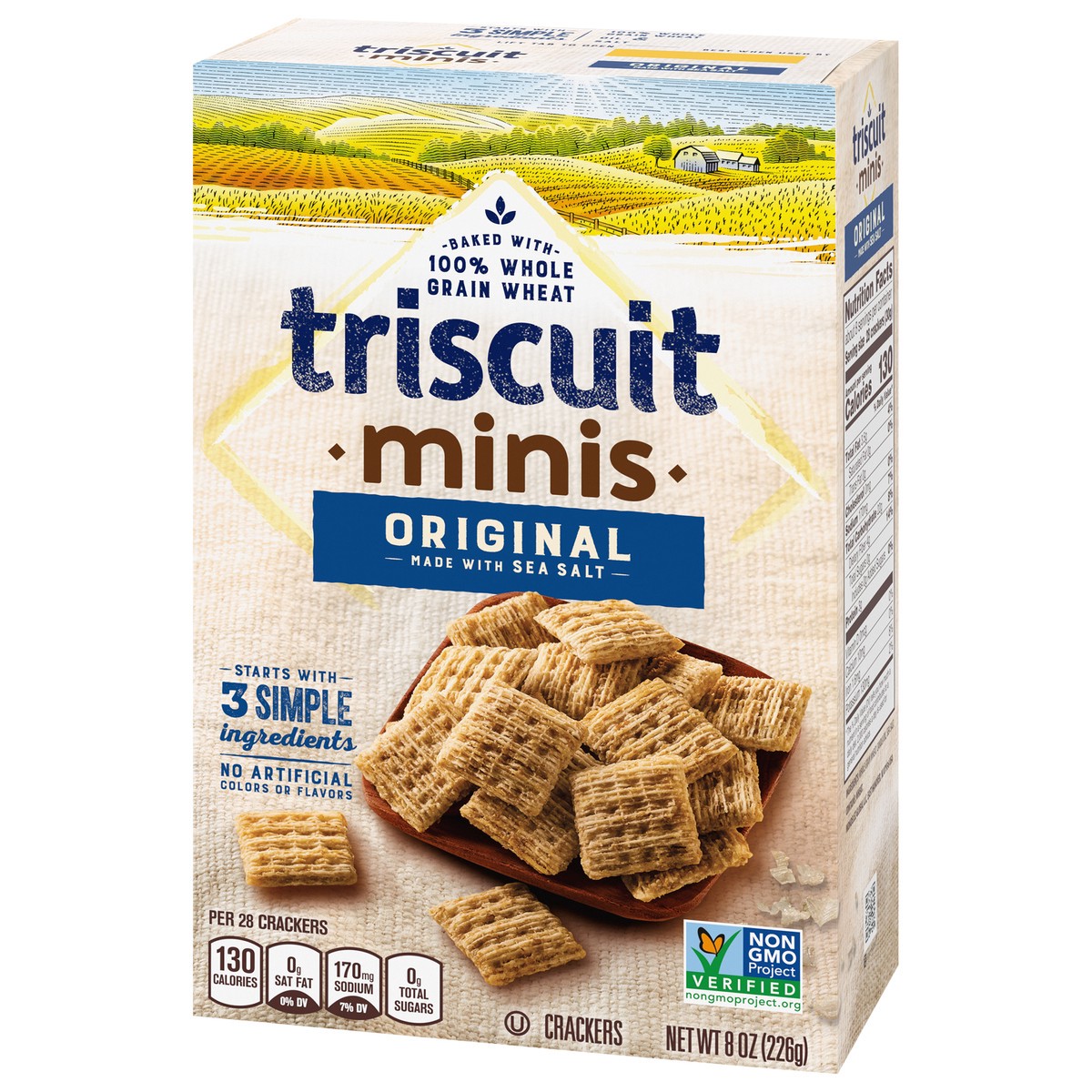 slide 3 of 9, Triscuit Minis Original Whole Grain Wheat Crackers, Vegan Crackers, 8 oz, 8 oz