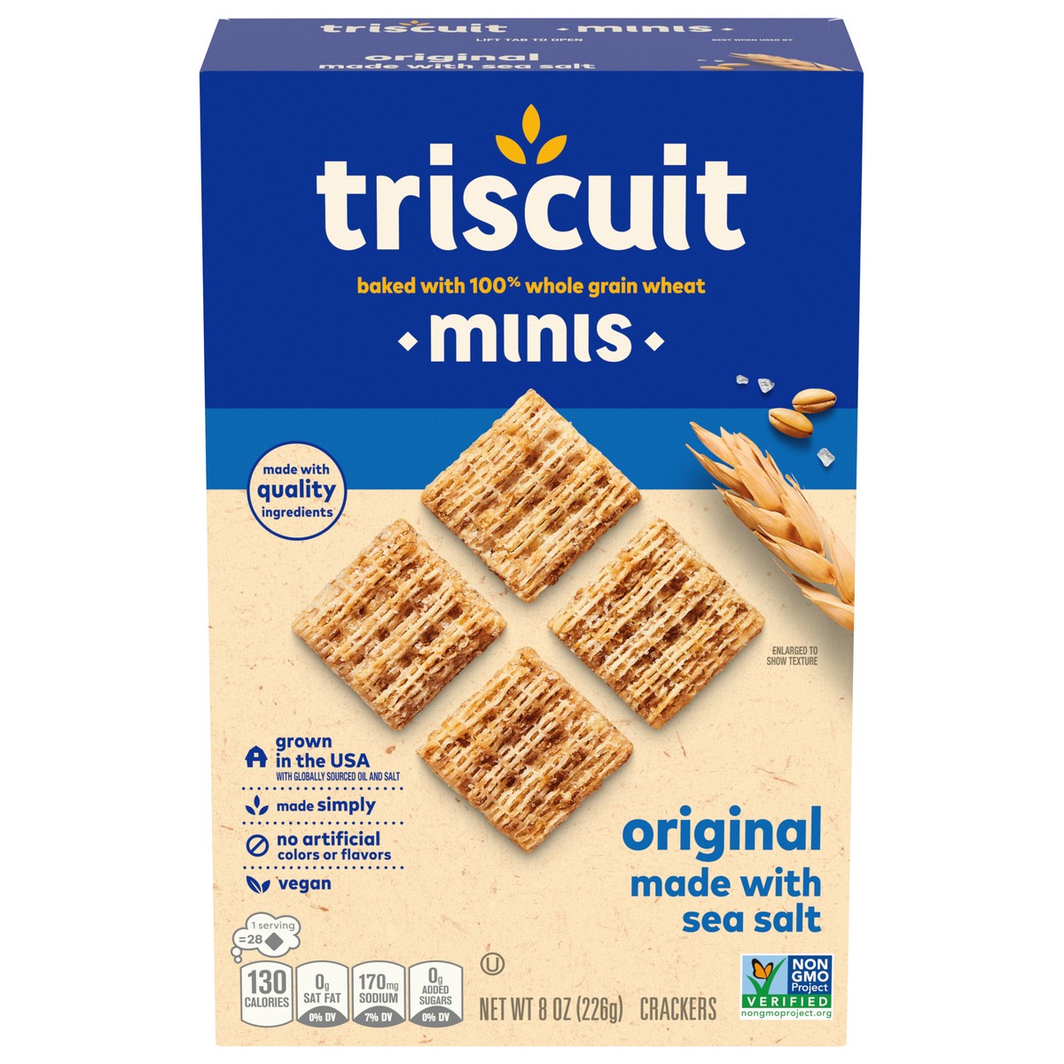 slide 1 of 9, Triscuit Minis Original Whole Grain Wheat Crackers, Vegan Crackers, 8 oz, 8 oz