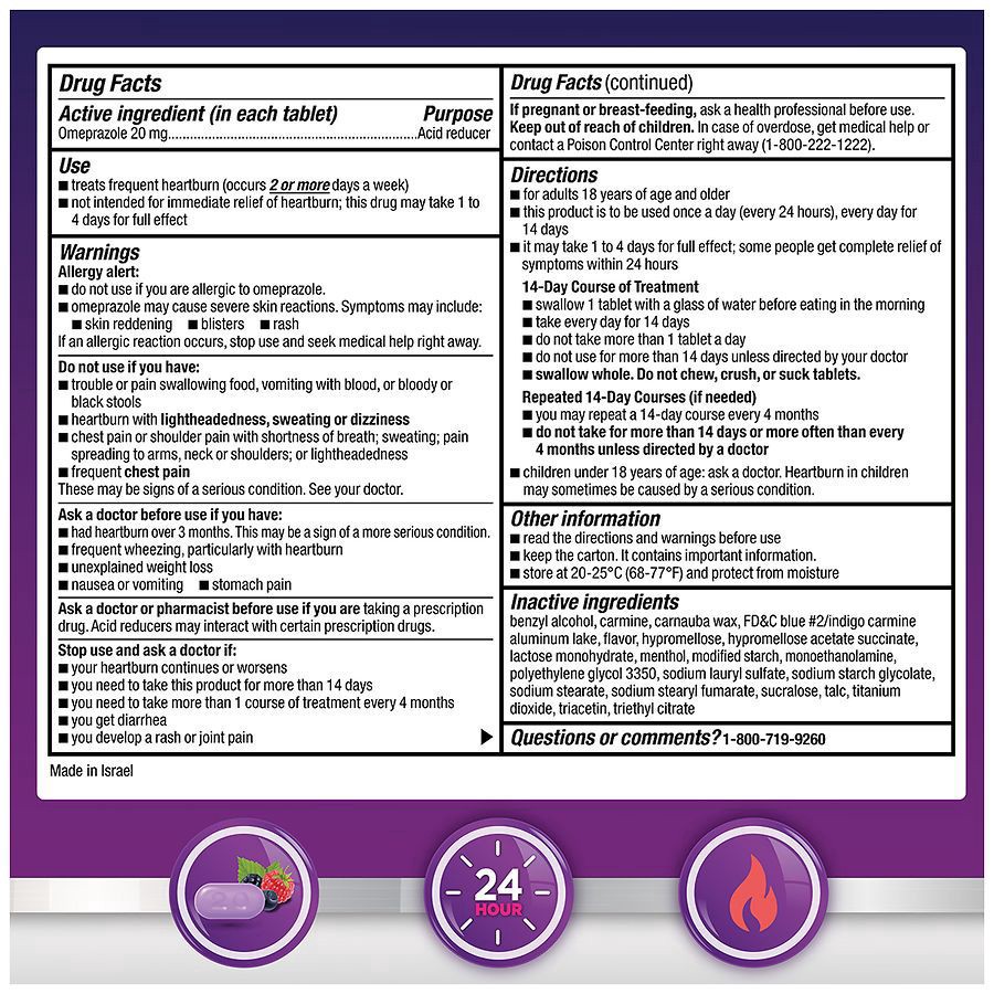 slide 4 of 5, Walgreens Omeprazole Delayed Release Tablets 20 mg, Acid Reducer Wildberry Mint, 42 ct