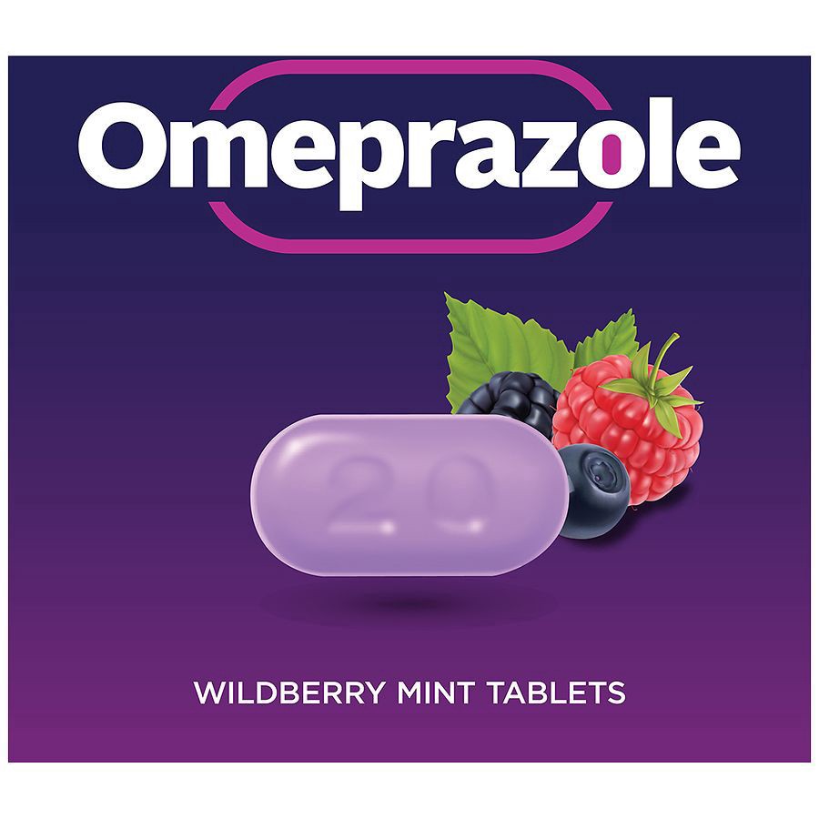 slide 2 of 5, Walgreens Omeprazole Delayed Release Tablets 20 mg, Acid Reducer Wildberry Mint, 42 ct