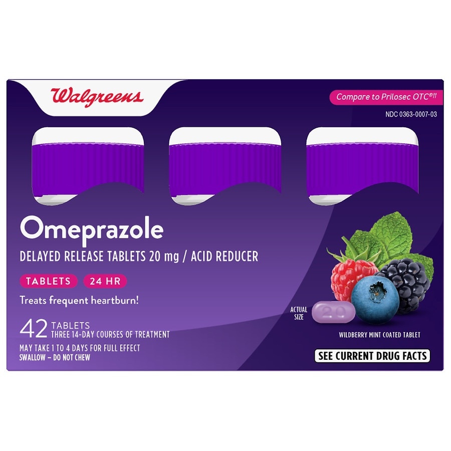 Walgreens Omeprazole Delayed Release Tablets 20 mg, Acid Reducer 42 ct