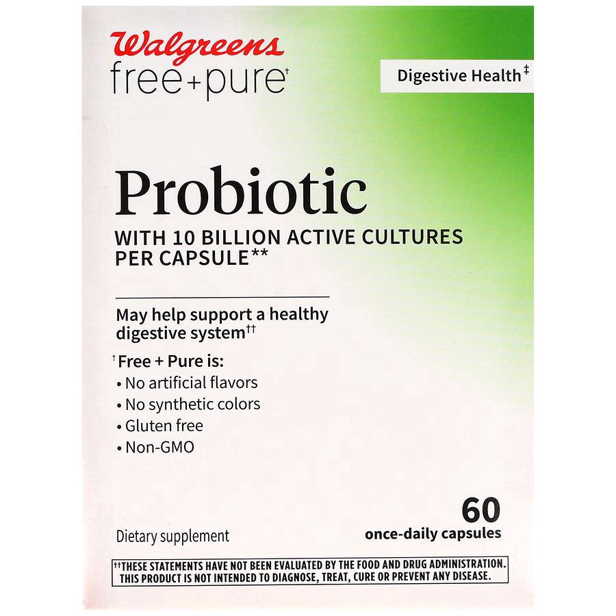 slide 1 of 5, Walgreens Free & Pure Probiotic 10 Billion Active Cultures Capsules, 60 ct