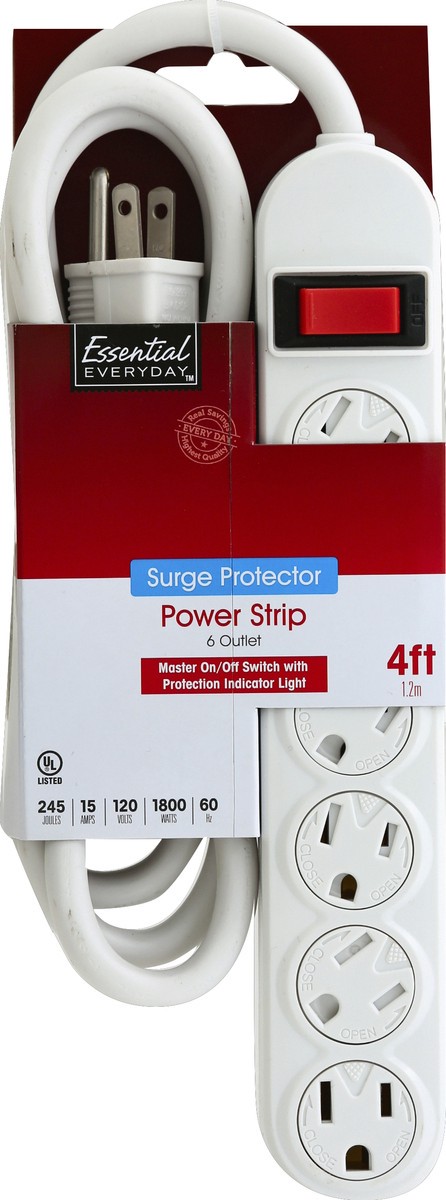 slide 5 of 6, Essential Everyday Power Strip, Surge Protector, 6 Outlet, 4 Feet, 1 ct