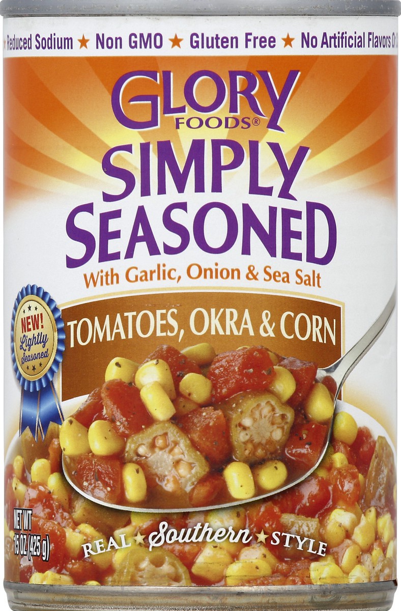 slide 2 of 2, Glory Sen Seasoned Tomato,Okra,Corn, 15.25 oz