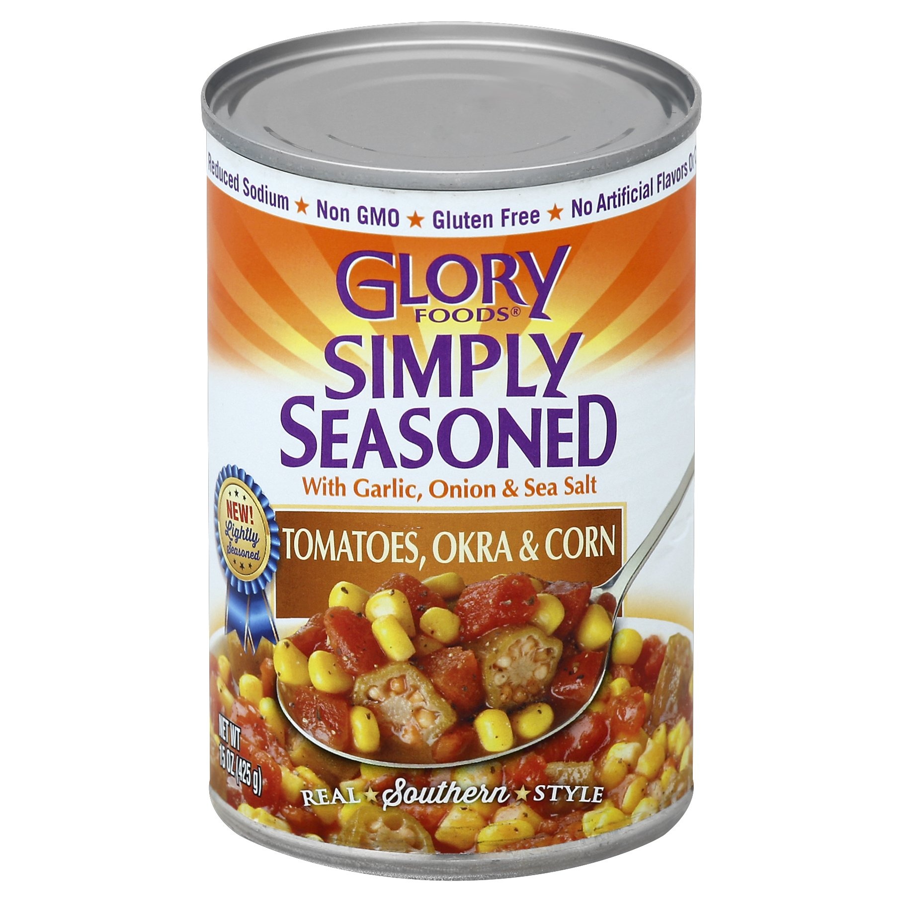 slide 1 of 2, Glory Sen Seasoned Tomato,Okra,Corn, 15.25 oz