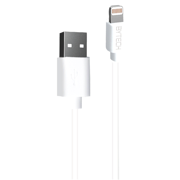 slide 1 of 1, Bytech Lightning Charge and Sync Cable, White, 3.5 ft