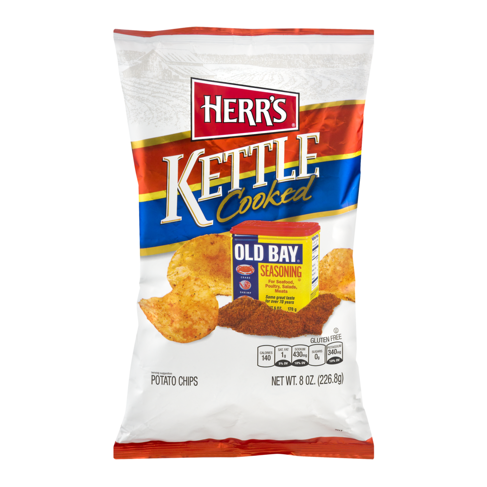 slide 1 of 1, Herr's Kettle Cooked Old Bay Chips, 7.5 oz