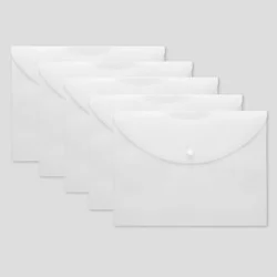 Office Depot Brand Poly Snap Document Files, Clear, Pack Of 5