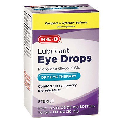 slide 1 of 1, H-E-B Lubricant Eye Drops Dry Eye Therapy Twin Pack, 0.5 oz