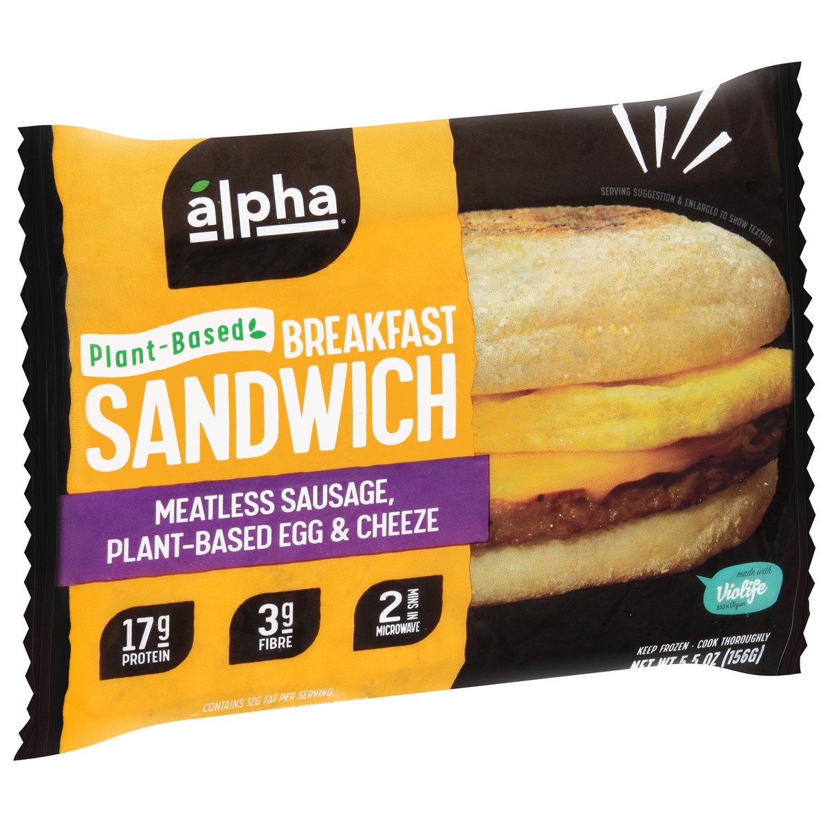 slide 2 of 9, Alpha Meatless Sausage, Plant-Based Egg & Cheeze Breakfast Sandwich 5.5 oz, 5.5 oz