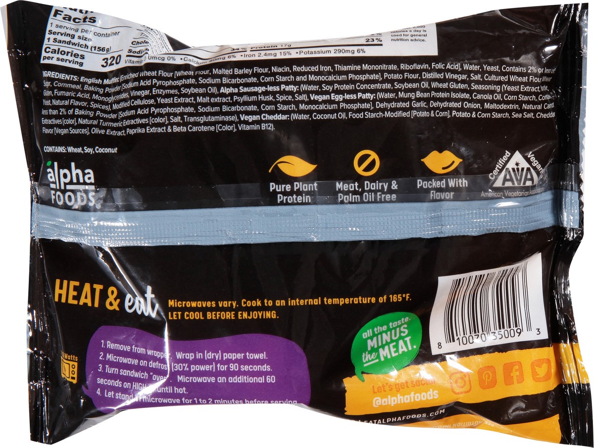 slide 5 of 9, Alpha Meatless Sausage, Plant-Based Egg & Cheeze Breakfast Sandwich 5.5 oz, 5.5 oz