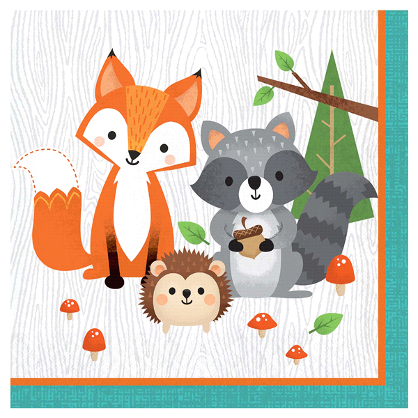 slide 1 of 1, Creative Converting Wild One Woodland Animals Party Lunch Napkin, 16 ct