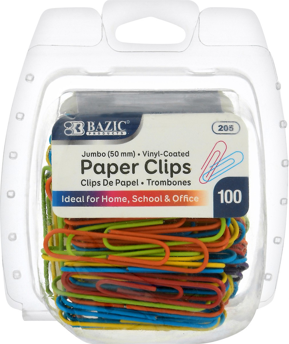 slide 2 of 11, Bazic Vinyl-Coated Jumbo Paper Clips 100 ea, 100 ct