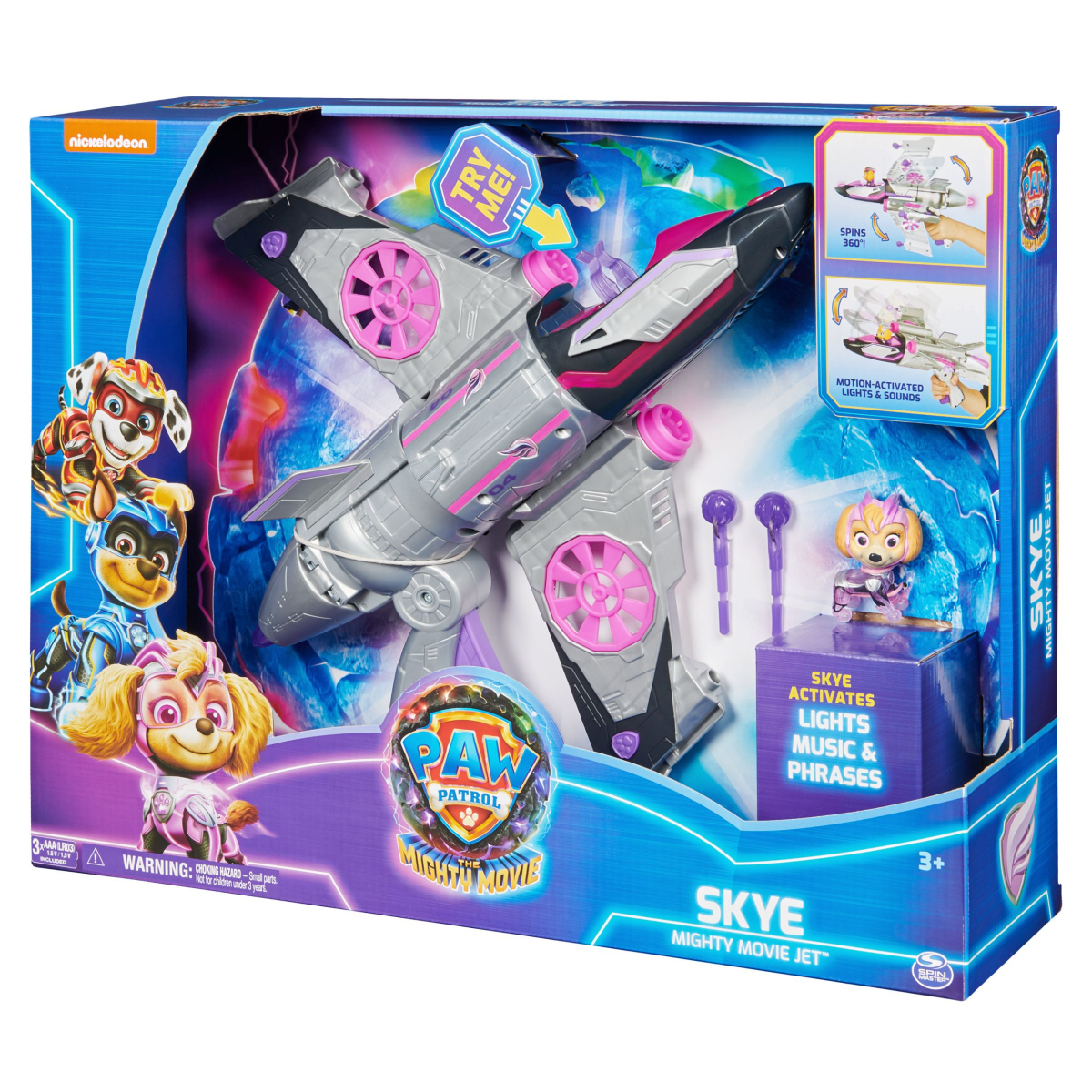 slide 2 of 9, PAW Patrol: The Mighty Movie, Transforming Rescue Jet with Skye Mighty Pups Action Figure, Lights and Sounds, Kids Toys for Boys & Girls 3+, 1 ct