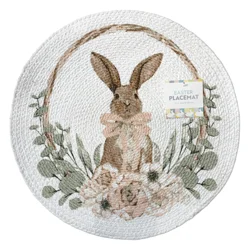 Meijer Corporate Seasonal Easter Bunny Wreath Round Printed Placemat, 15 in