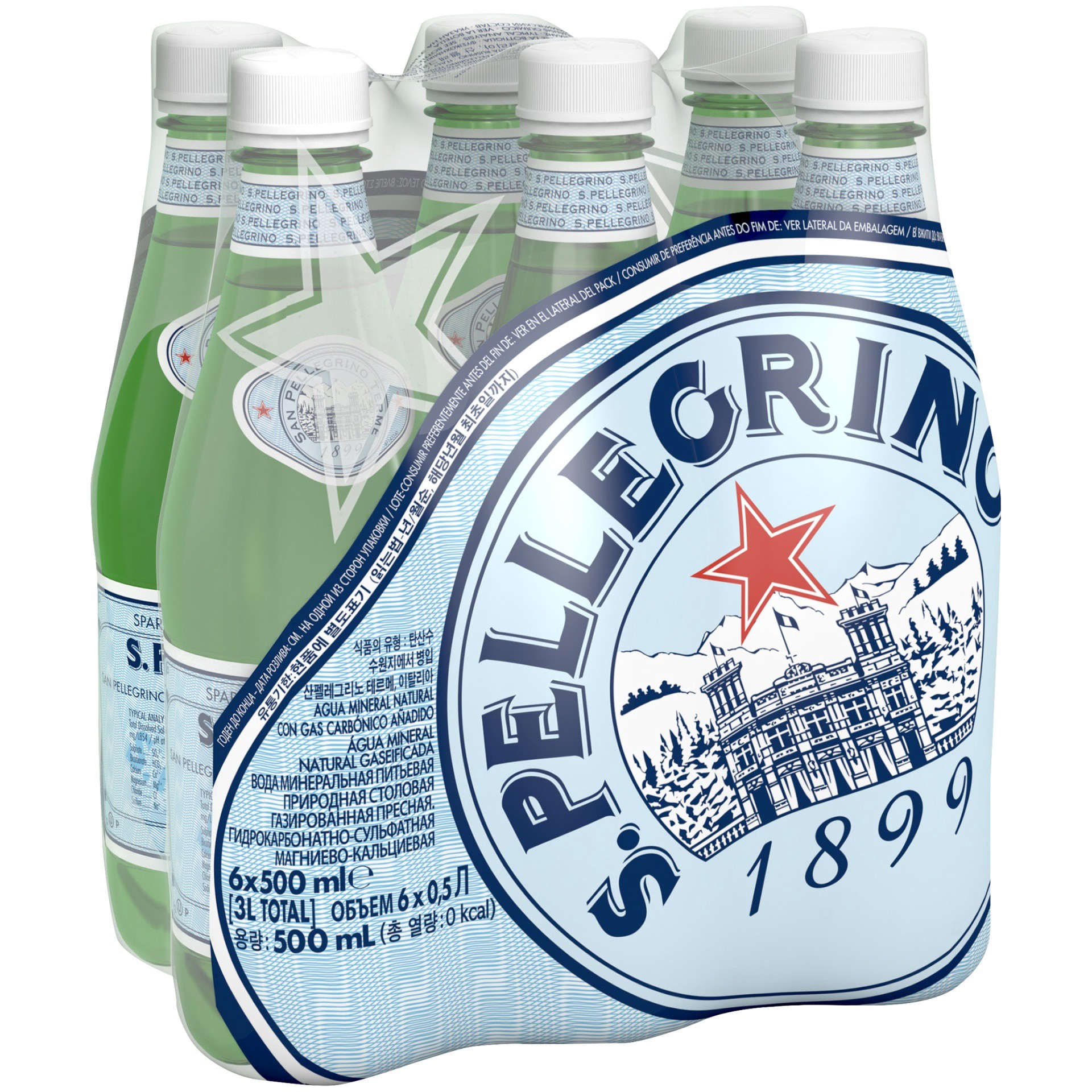 slide 3 of 8, S.Pellegrino Sparkling Natural Mineral Water, 6 Pack of 33.8 Fl Oz (1 L) Plastic Bottles, 33.8 fl oz