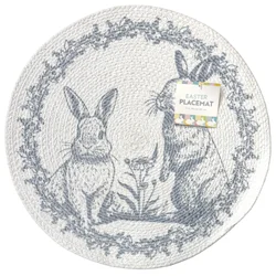 Meijer Corporate Seasonal Mcs Easter Tove Rabbits Round Printed Placemat, 15 In