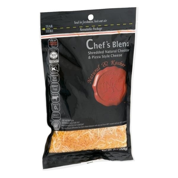 slide 1 of 1, Natural & Kosher Chef's Blend Shredded Cheese, 8 oz