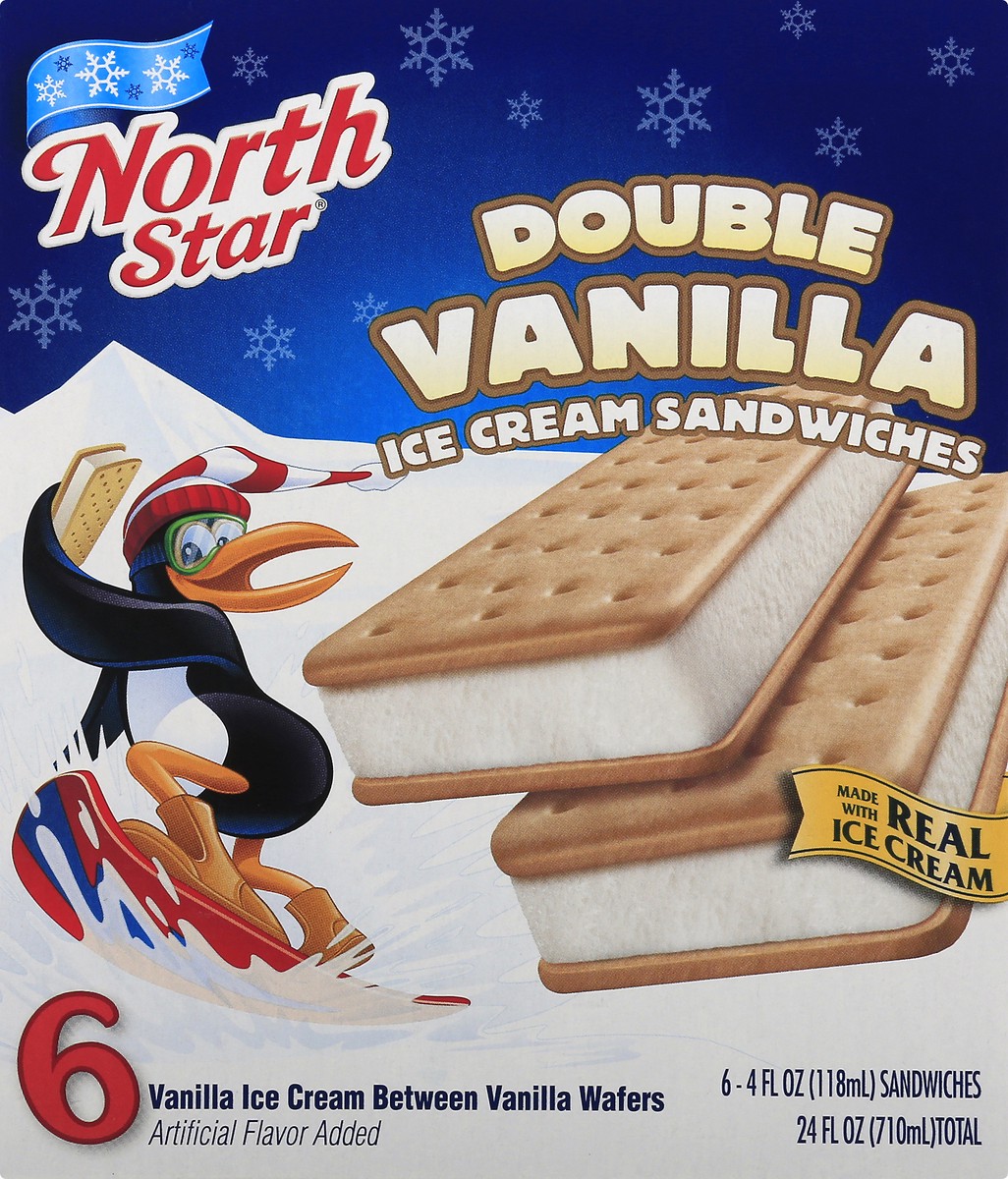 slide 5 of 10, North Star Vanilla Ice Cream Sandwiches, 6 ct; 4 fl oz