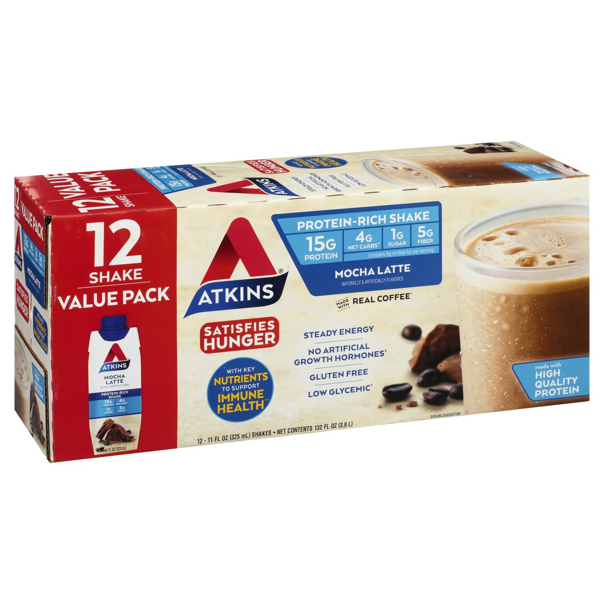 slide 6 of 9, Atkins Mocha Latte Shake, 12 ct