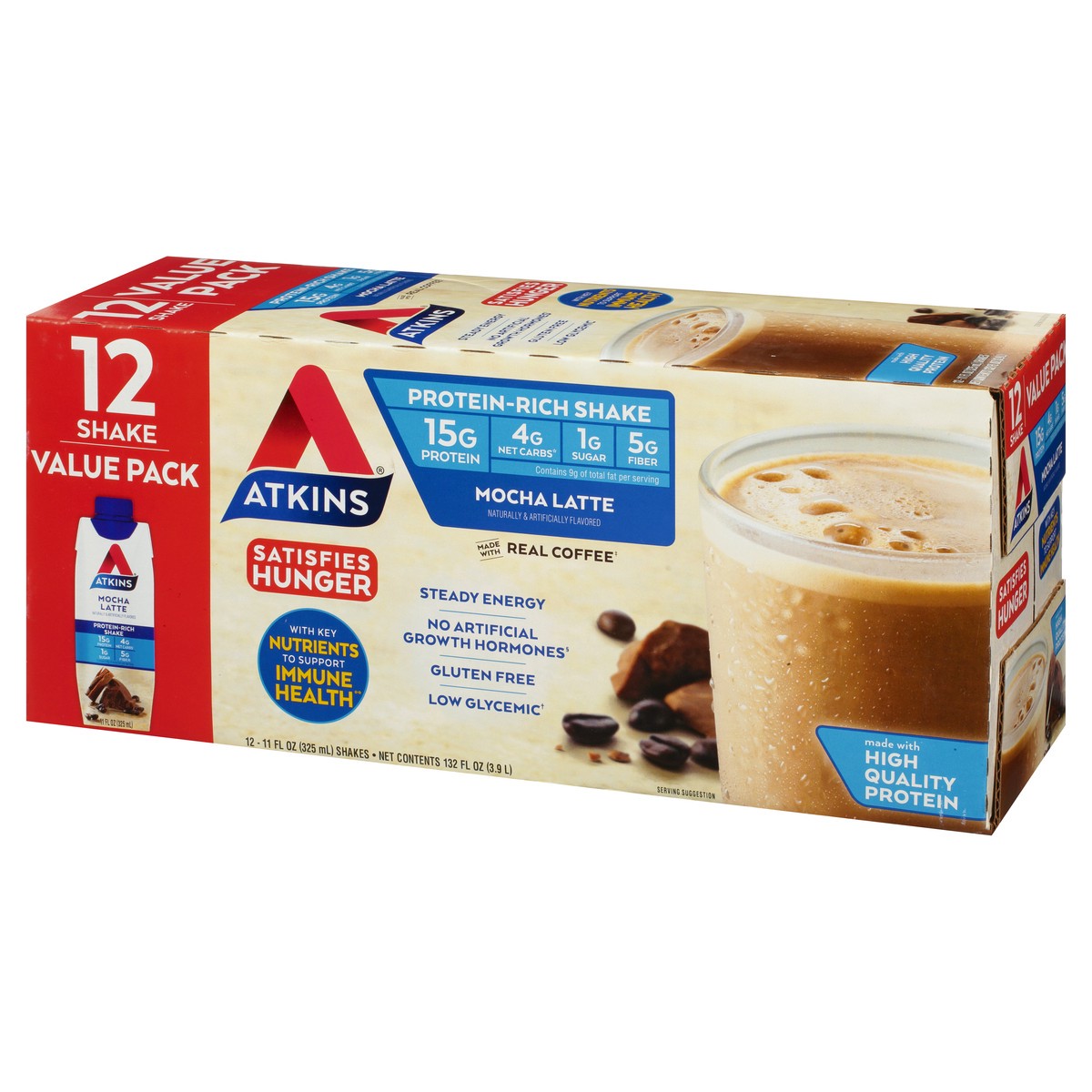 slide 9 of 9, Atkins Mocha Latte Shake, 12 ct