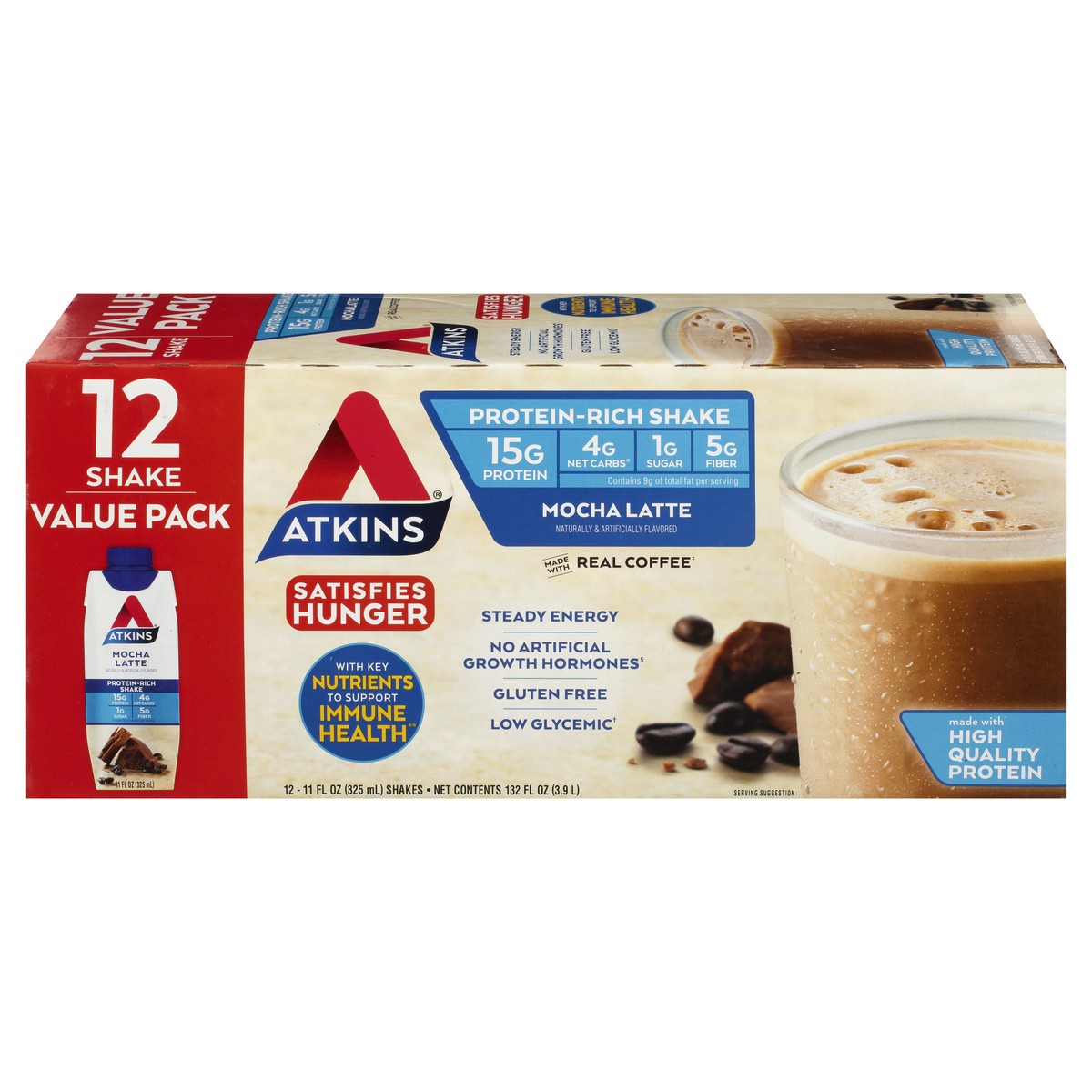 slide 1 of 9, Atkins Mocha Latte Shake, 12 ct