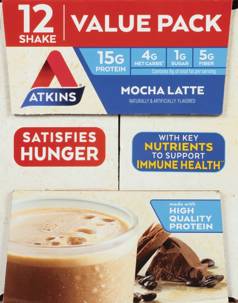 slide 7 of 9, Atkins Mocha Latte Shake, 12 ct