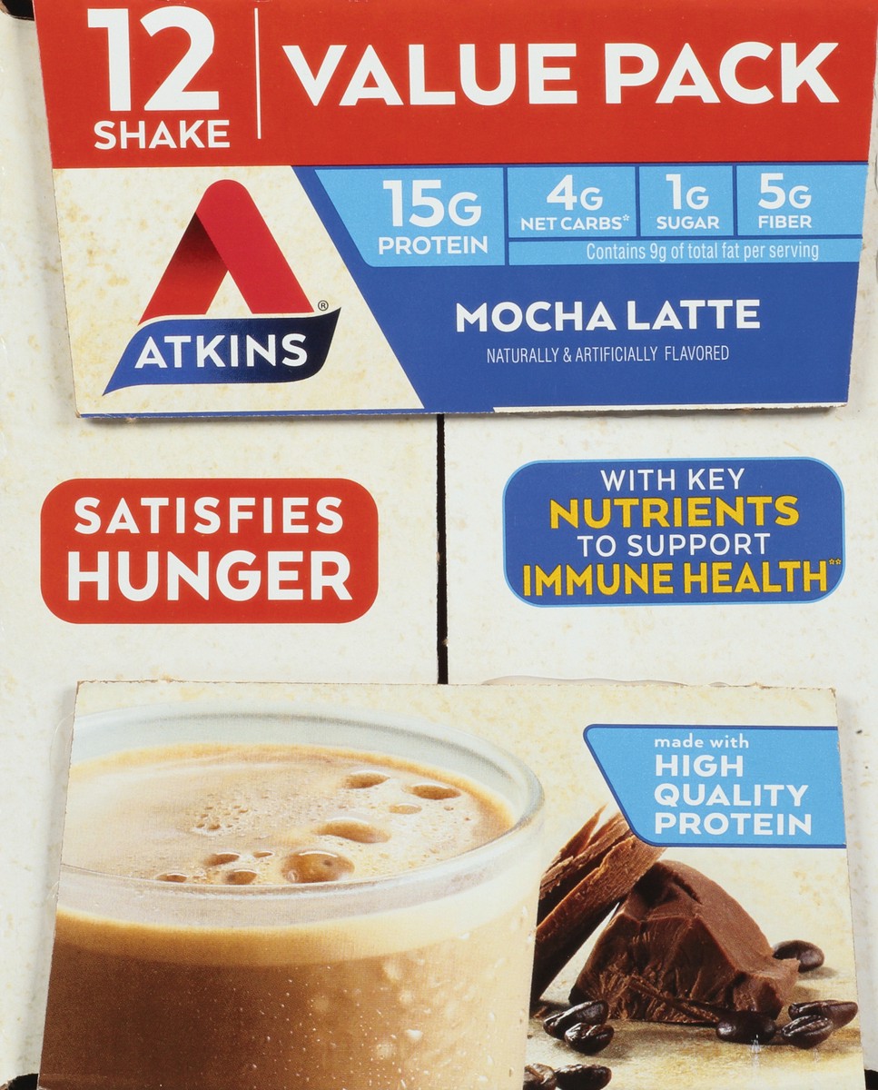 slide 4 of 9, Atkins Mocha Latte Shake, 12 ct