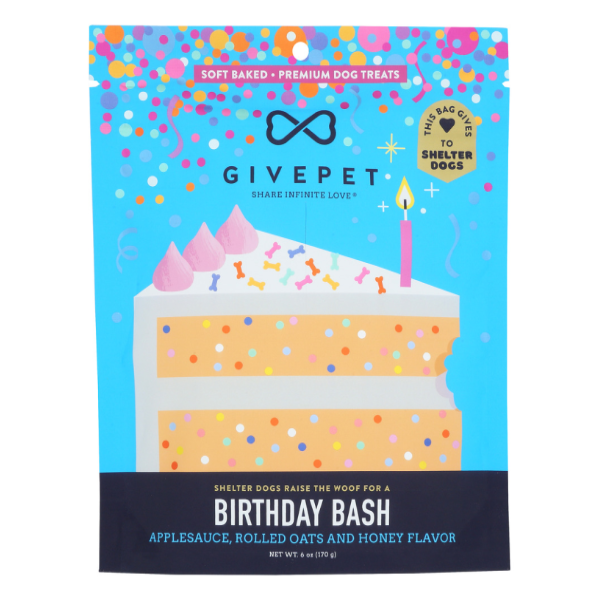 slide 1 of 1, Give Pet Birthday Bash Soft Baked Dog Treats, 6 oz